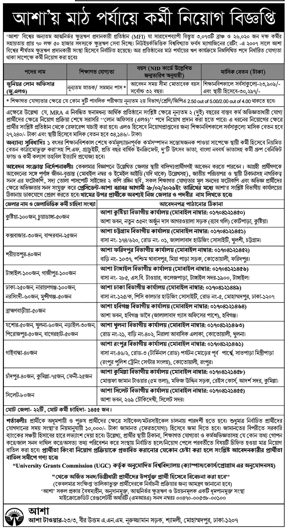 ASA NGO Job Circular 2026