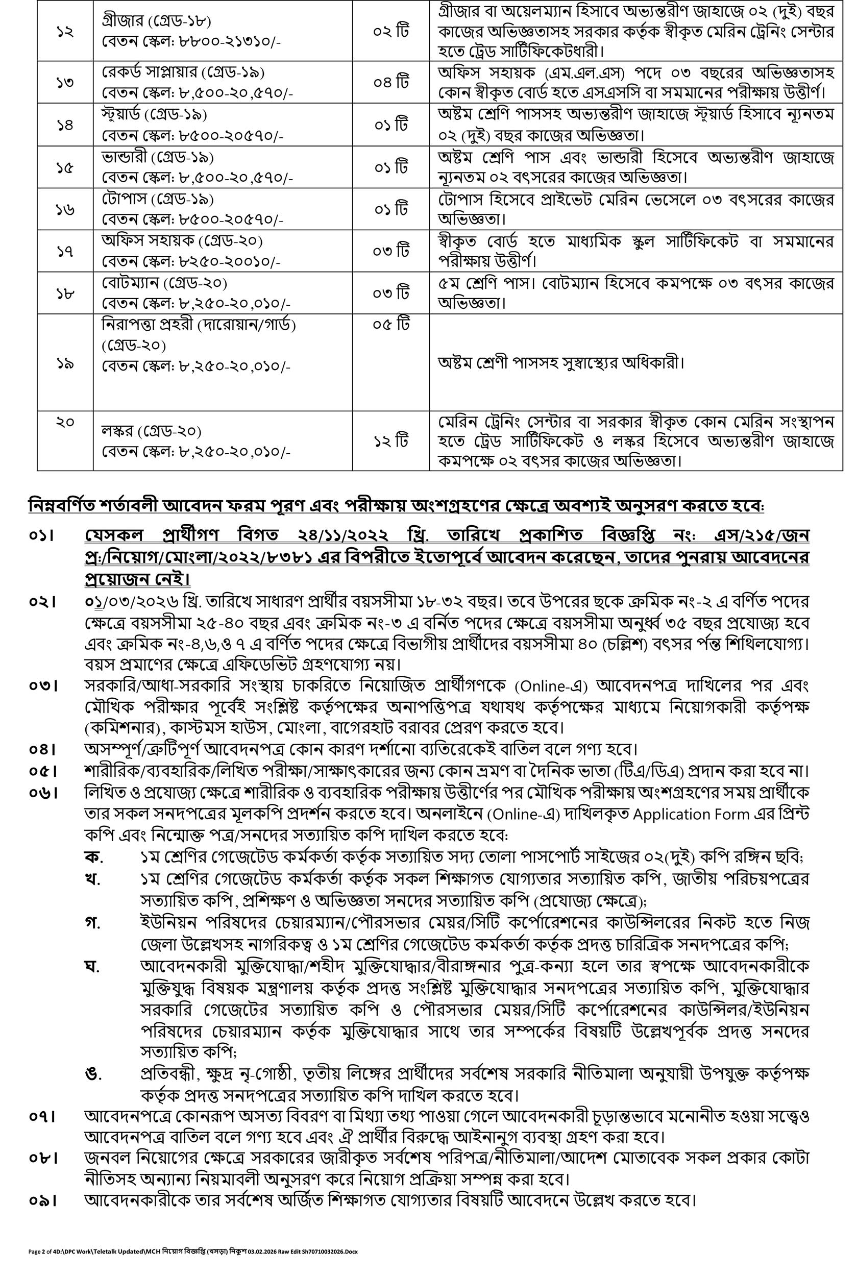 MCH Job Circular 2026